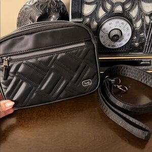 Lug Super Coupe Satin Luxe Black Quilted crossbody, belt bag